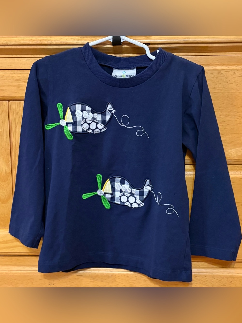 Castles & Crowns Boy's Classic Blue Cotton Tee-Shirt w/Airplane Appliqué Size 4T